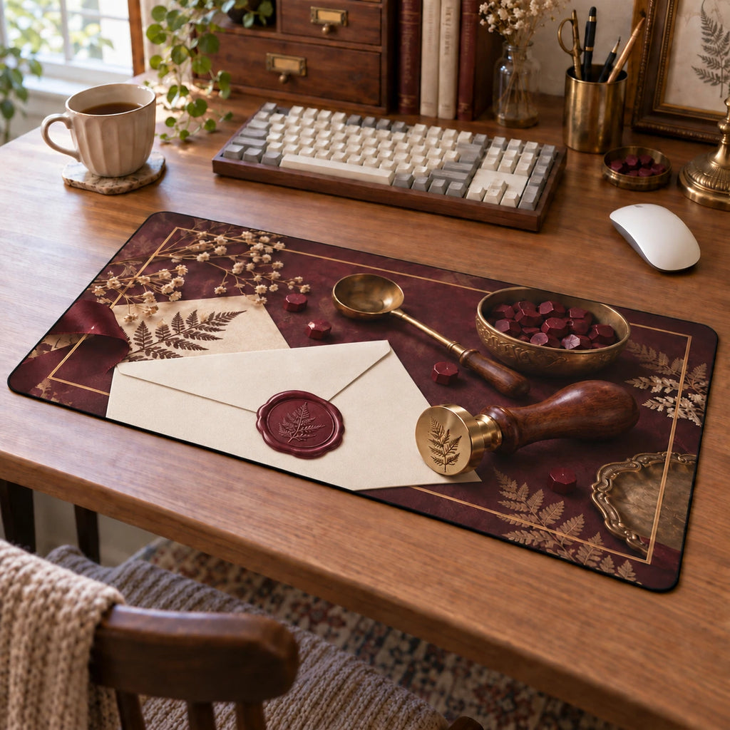 Wax Seal Stationery Studio Desk Mat with original printed optical 3D artwork