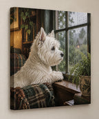 West Highland Terrier Rainy Window Canvas Wall Art with printed dimensional artwork