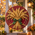 Wheat Sheaf Seasonal Keepsake Wind Spinner with printed dimensional harvest artwork
