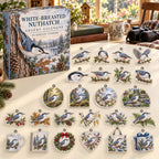 White-Breasted Nuthatch advent calendar box with 24 themed flat printed acrylic charms