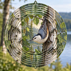 White-breasted Nuthatch Birch Grove Wind Spinner with printed dimensional artwork