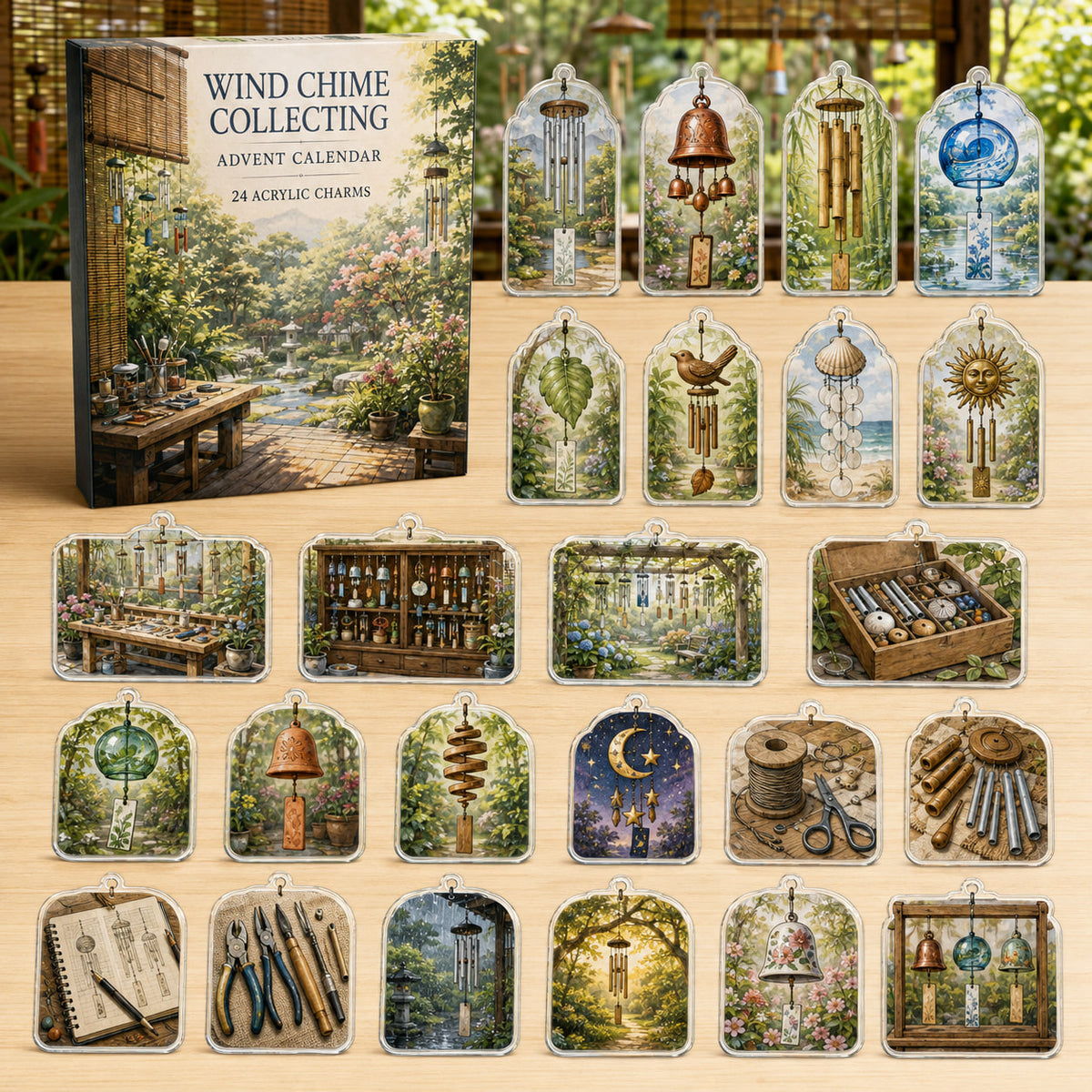 Wind Chime Collecting advent calendar box and 24 printed acrylic charms