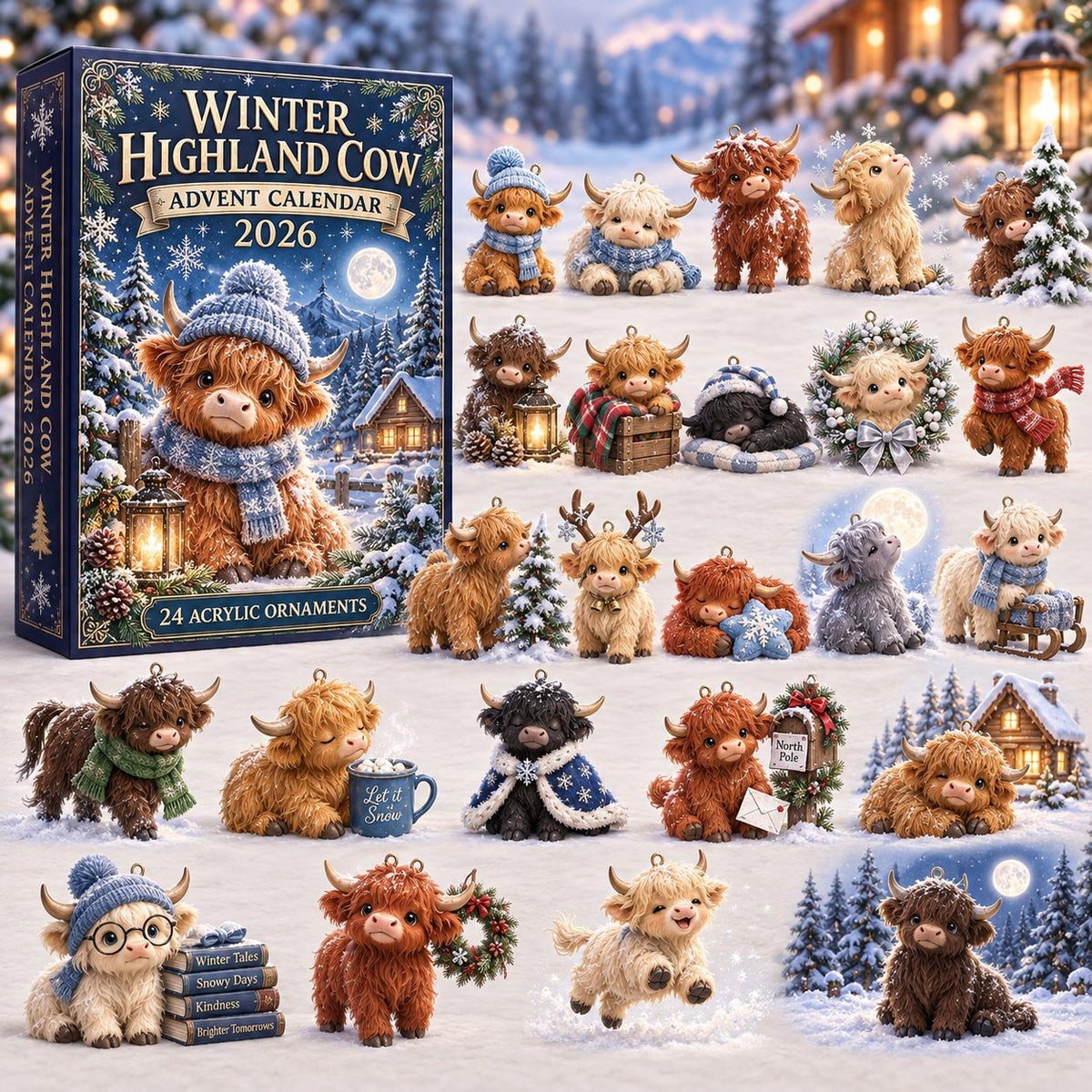 Winter Highland Cow advent calendar