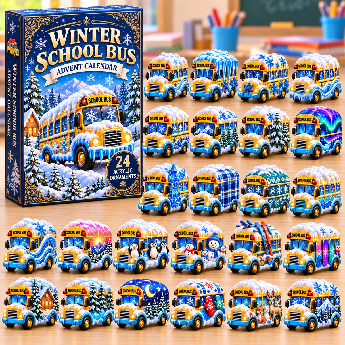 Winter School Bus advent calendar
