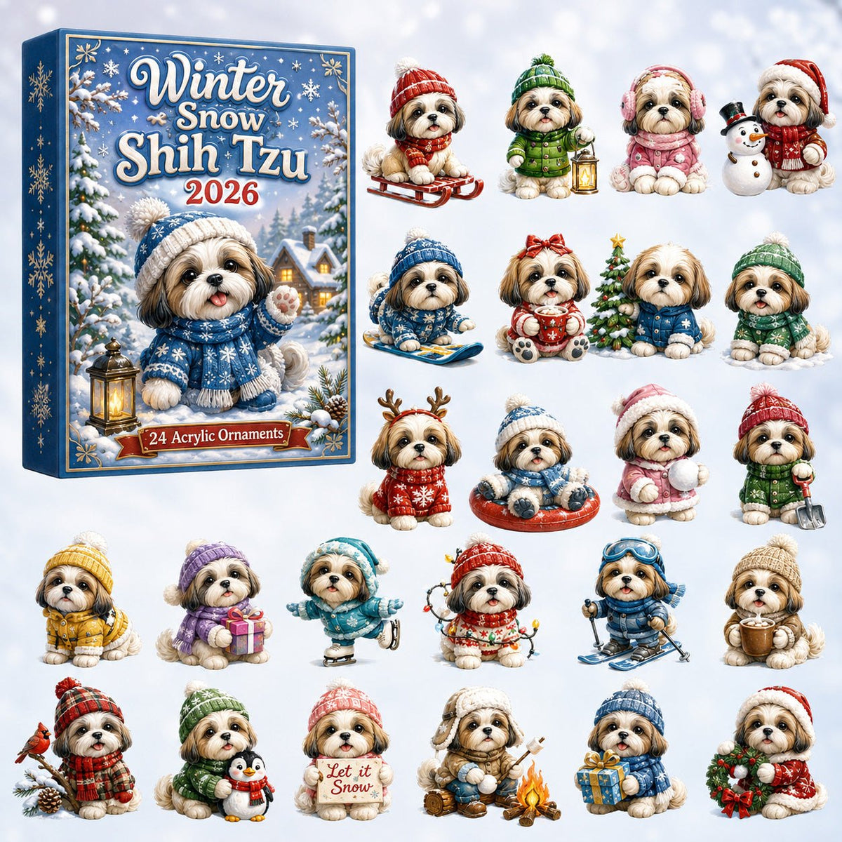 Winter Snow Shih Tzu advent calendar