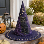 Witch Magic quilted witch hat, all-over print on cone and brim