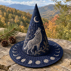 Witch Shadow quilted witch hat, all-over print on cone and brim