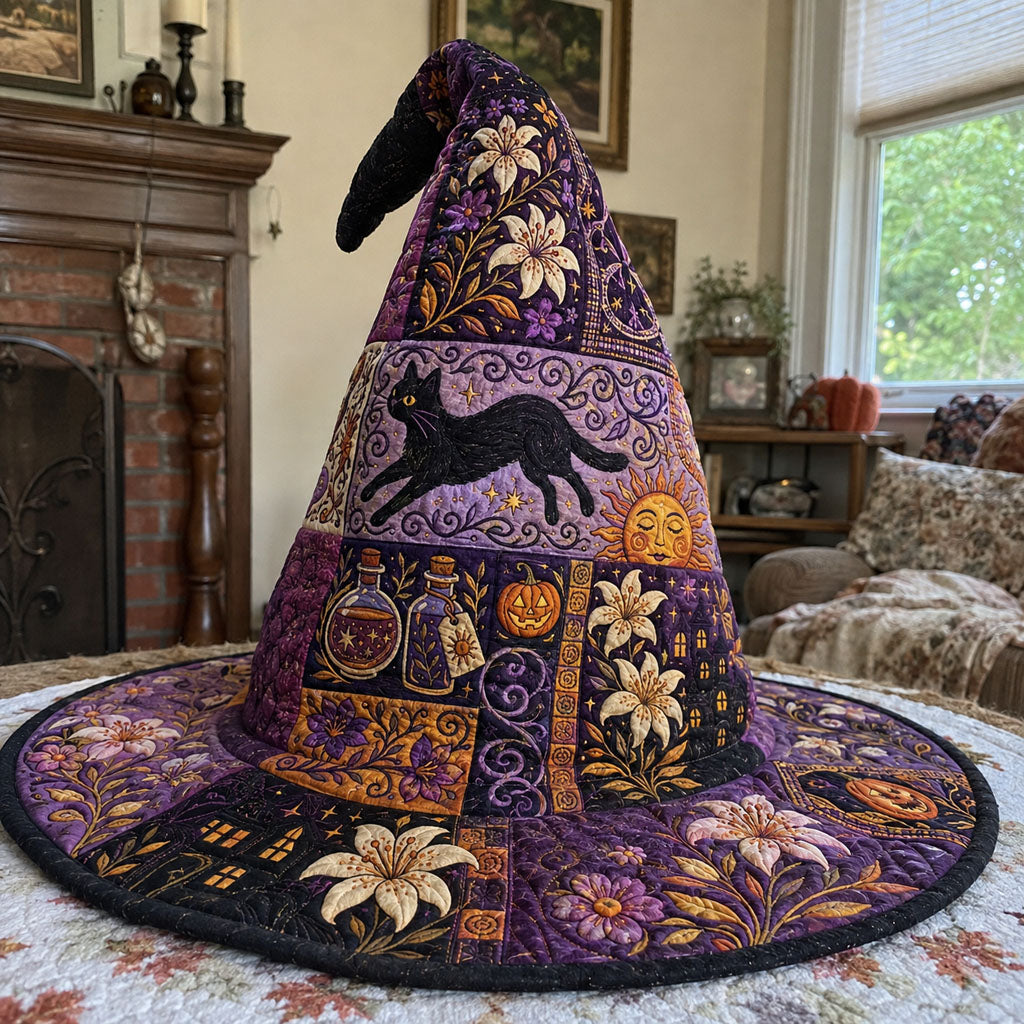 Witching Hour quilted witch hat, all-over print on cone and brim