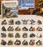 Wood Duck advent calendar with 24 custom-shaped flat acrylic charms and printed dimensional artwork