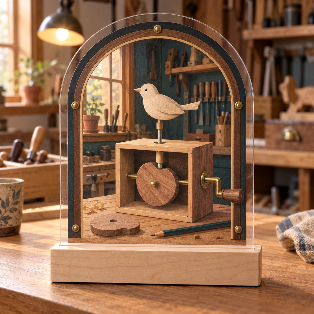 Wooden Automata Studio Acrylic Night Light with original printed optical 3D artwork