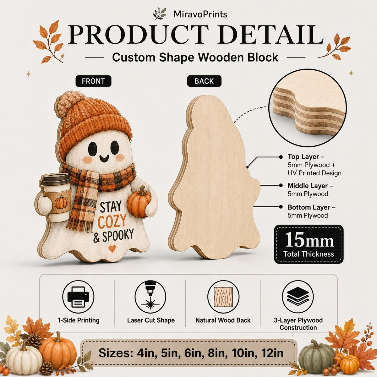 Product detail: front and back view, 3-layer plywood construction