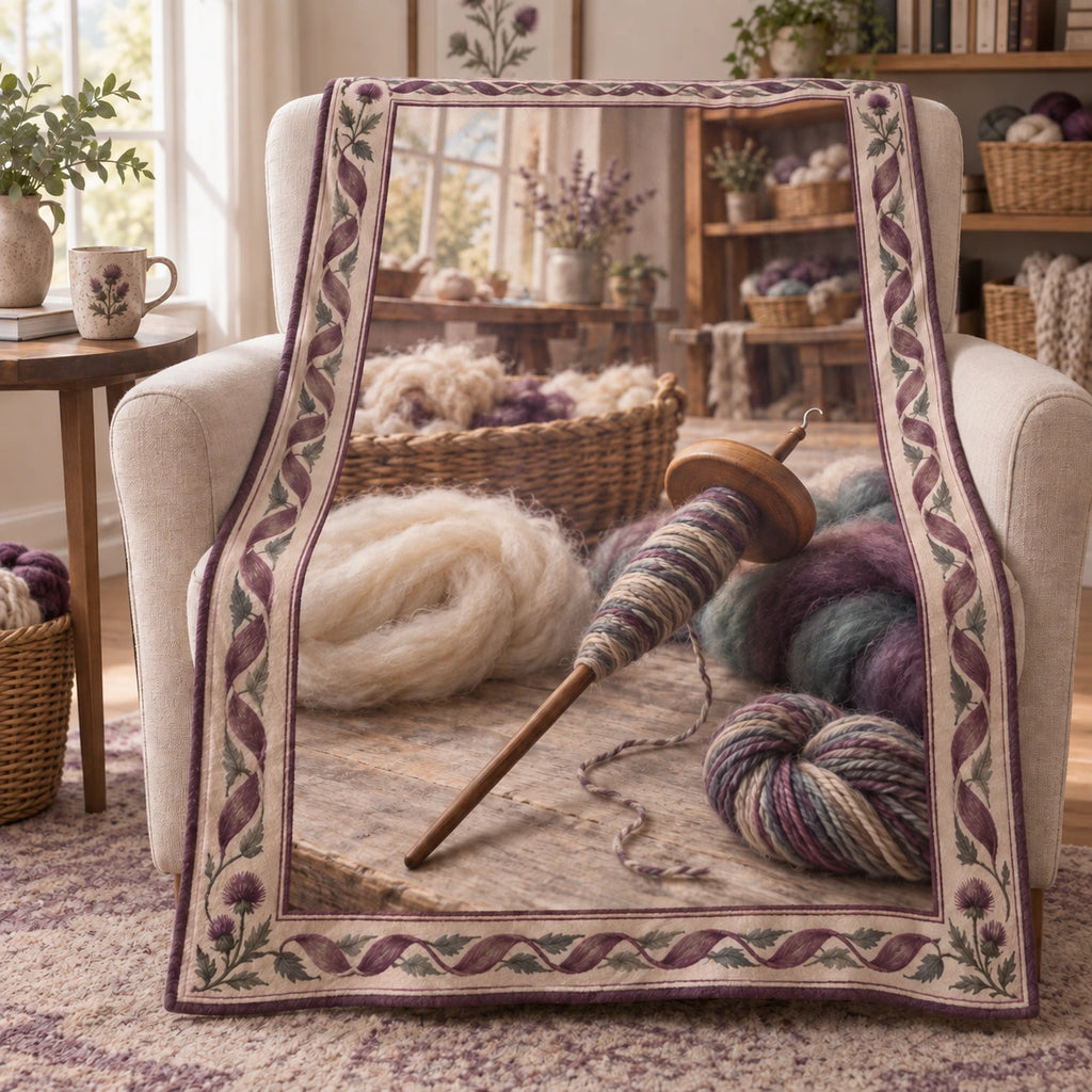 Wool Spinning Studio Fleece Throw Blanket with original printed optical 3D artwork