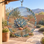 Xeriscape Agave Courtyard Wind Spinner with original printed optical 3D artwork