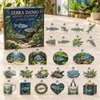 Zebra Danio advent calendar box with 24 themed flat printed acrylic charms